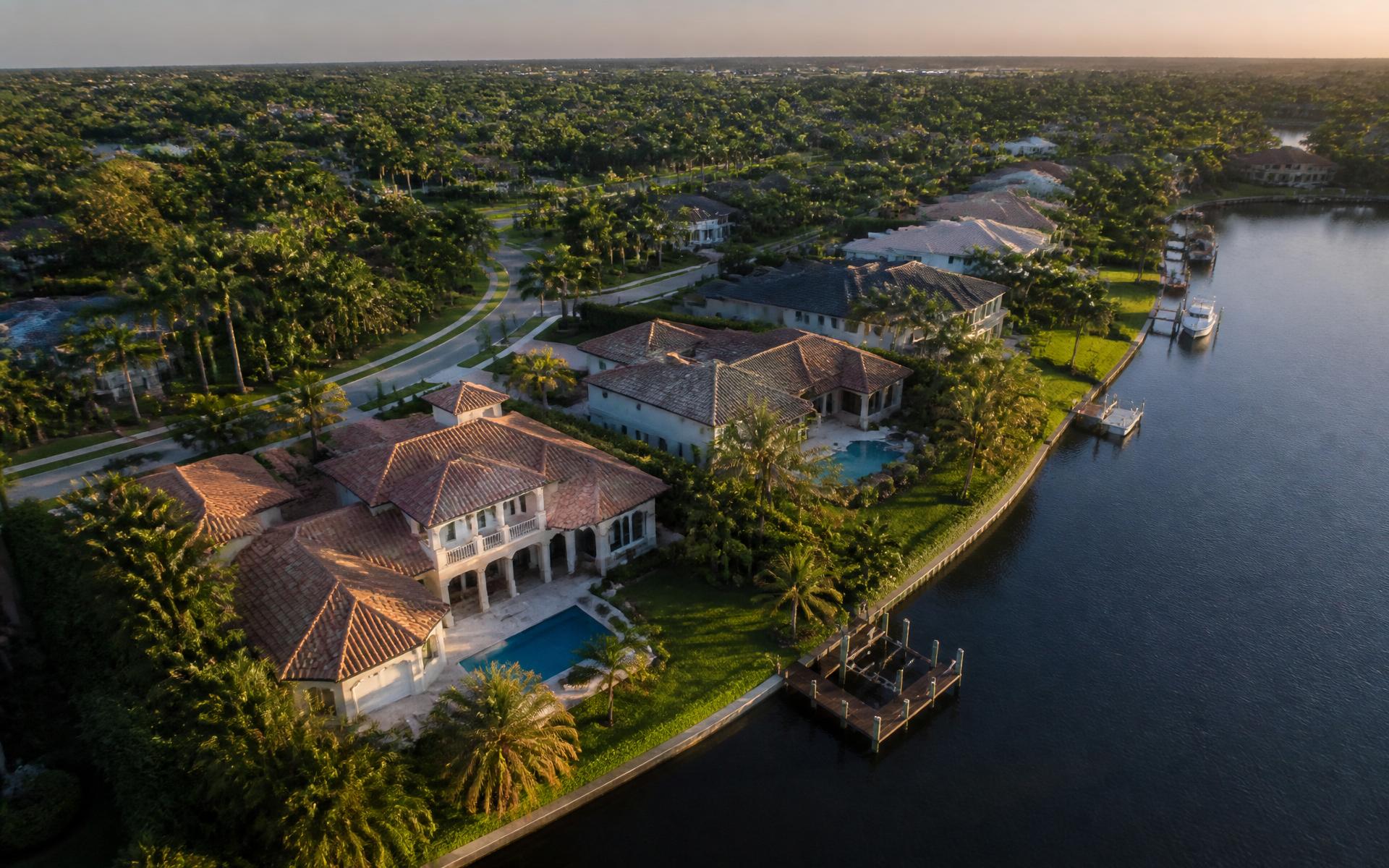 Aerial view of a premium residential neighborhood in the United States
